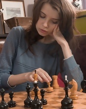 Cutie is tired of playing chess and wants to show hairy cunt